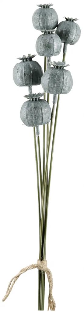 Floare artificiala Mohnkapsel, Fibre artificiale, Gri, 6x67 cm