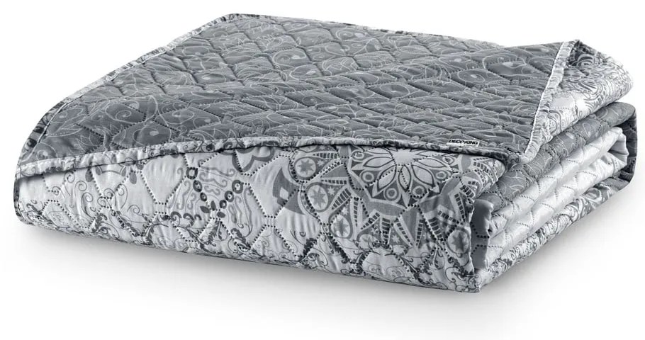 Cuvertură cu 2 fețe din microfibră DecoKing Alhambra, 240 x 260 cm, alb - gri