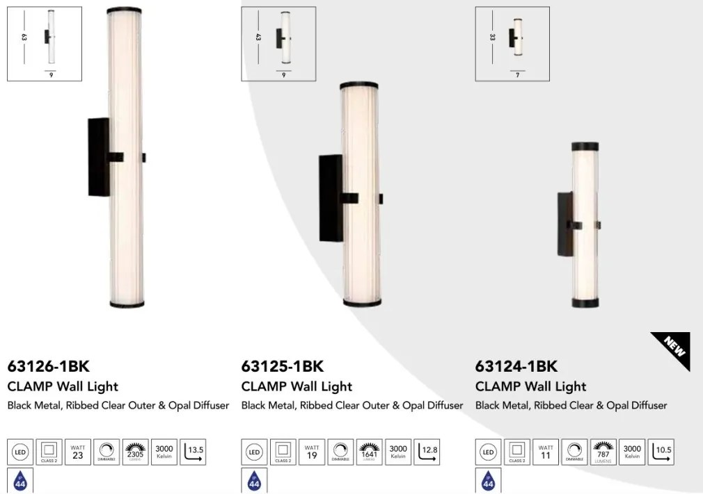 Aplica LED de perete / oglinda baie IP44 Clamp negru