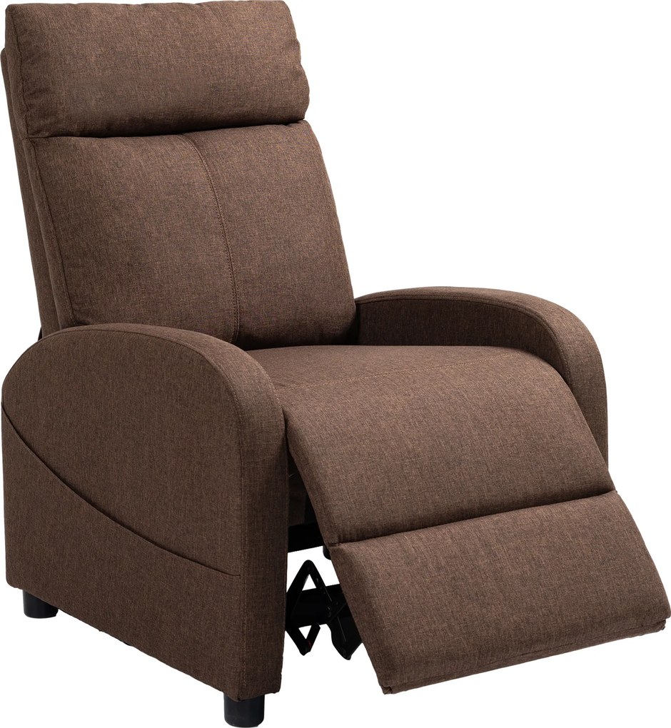 HOMCOM Fotoliu Rabatabil cu Suport pentru Picioare, Fotoliu din Material Textil cu Efect de In, 69x85x100 cm, Maro | Aosom Romania