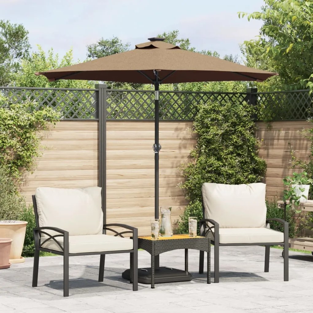 vidaXL Umbrelă soare de grădină stâlp din oțel, taupe, 225x225x212 cm