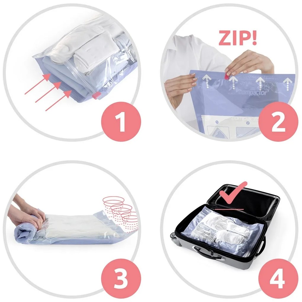 Compactor Set 2 saci de depozitare în vid Compactor Jet Roll Bags M, 45 x 65 cm, S