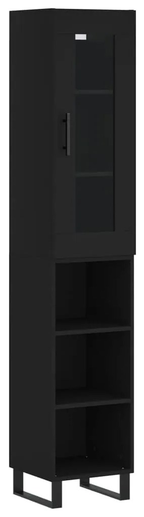 3199386 vidaXL Dulap înalt, negru, 34,5x34x180 cm, lemn prelucrat