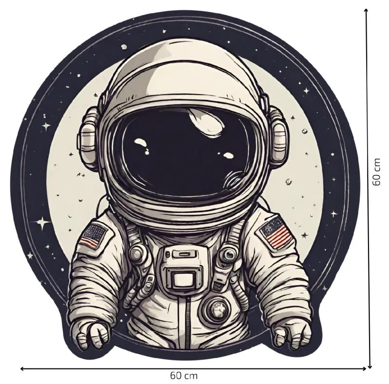 PIPPER. Autocolant circular de perete „Astronaut” mărimea: 60cm
