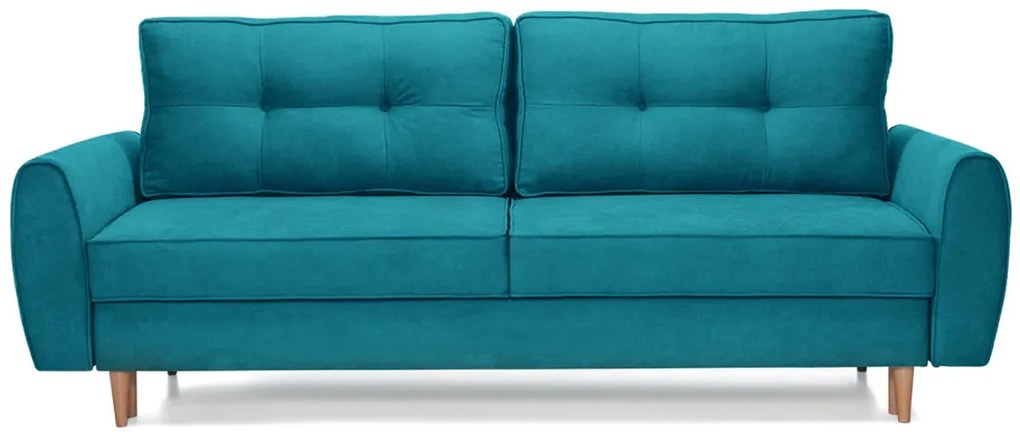 Canapea Extensibilă 3 locuri, RIGA, cu ladă de depozitare, 229x90x90 cm, Turcoaz-Enjoy