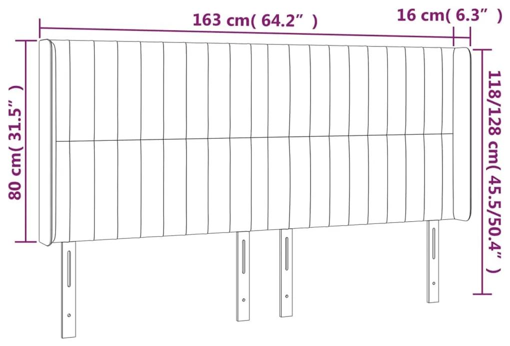 Tablie de pat cu aripioare, negru, 163x16x118 128 cm, catifea 1, Negru, 163 x 16 x 118 128 cm