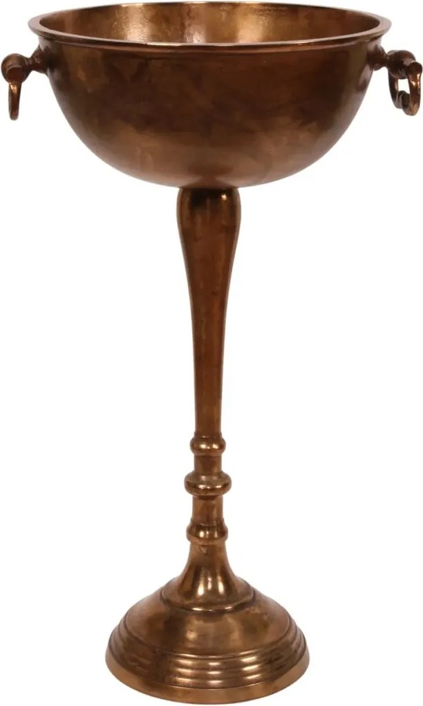 Bol decorativ din aluminiu, bronz, bază model pește, finisaj antichizat, 73 x 44 cm, „Neptune”