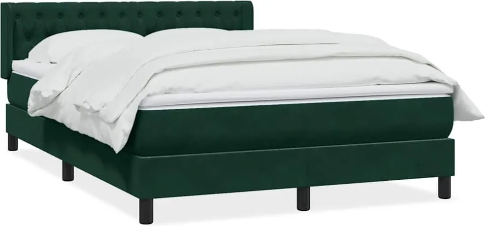 vidaXL Pat box spring cu saltea, verde închis, 160x220 cm, catifea