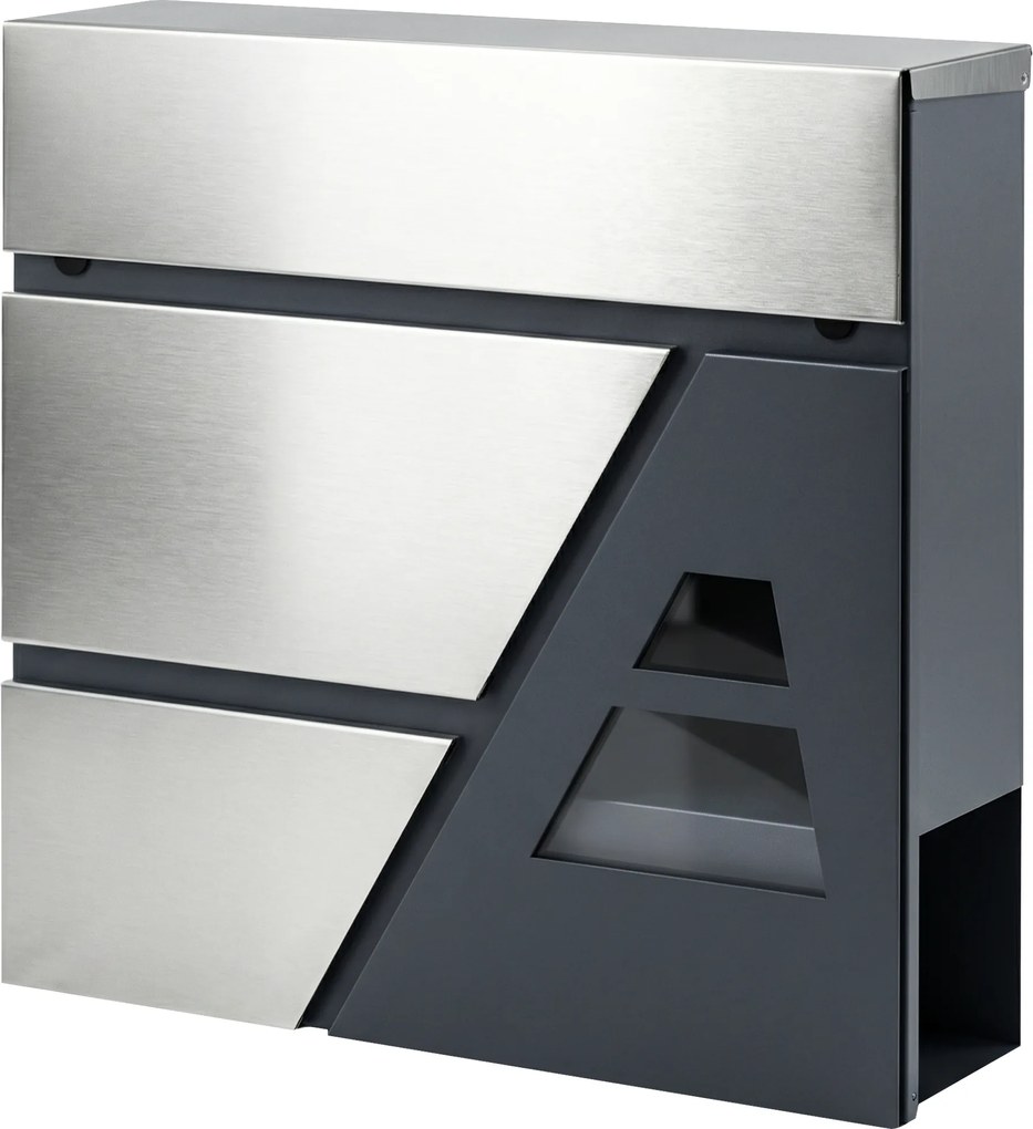 HOMCOM Cutie poștală montare pe perete, rezistentă la intemperii, cu suport pentru ziare și 2 chei pentru perete exterior, gri închis | Aosom Romania