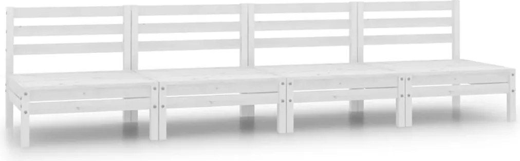 vidaXL Set mobilier de grădină, 4 piese, alb, lemn masiv de pin