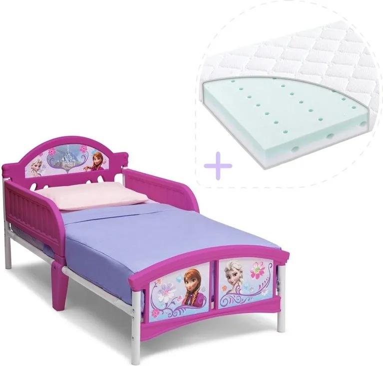 Delta Children Set pat cu cadru metalic Disney Frozen si saltea pentru patut Dreamily - 140 x 70 x 10 cm