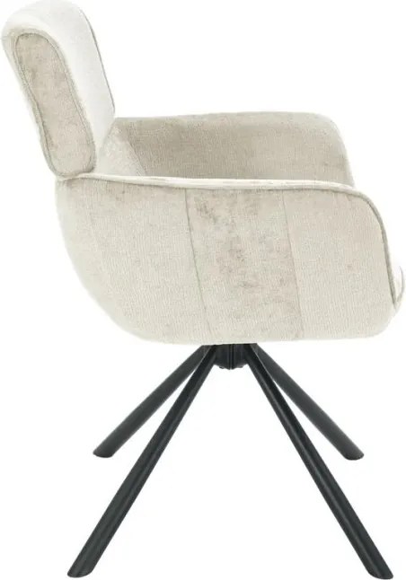 Set de 2 scaune pivotante, Metal Negru, Chenille Sampanie, UNIQUE A-46322 VC