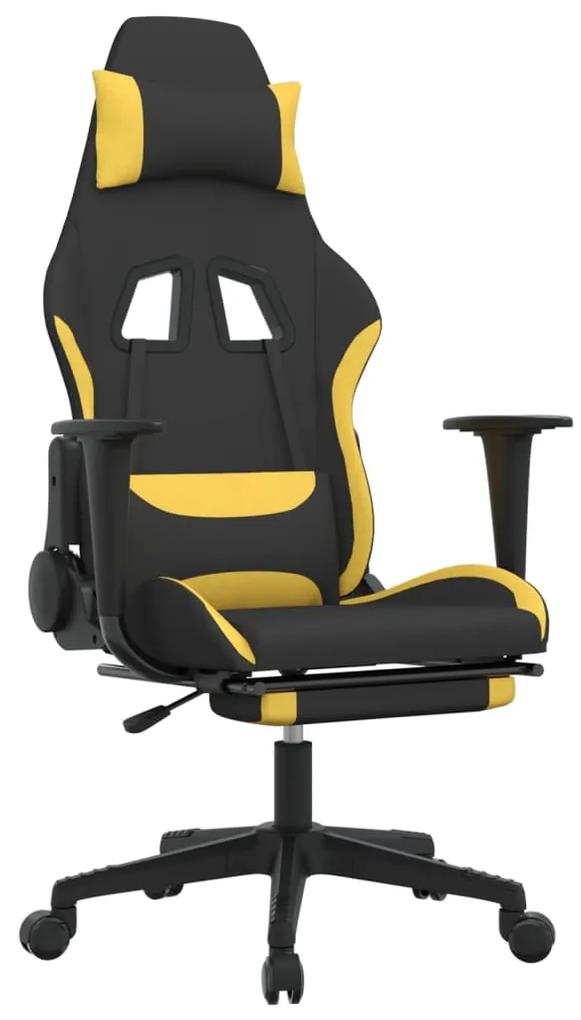 345504 vidaXL Scaun de gaming cu masaj/suport picioare, negru/galben, textil