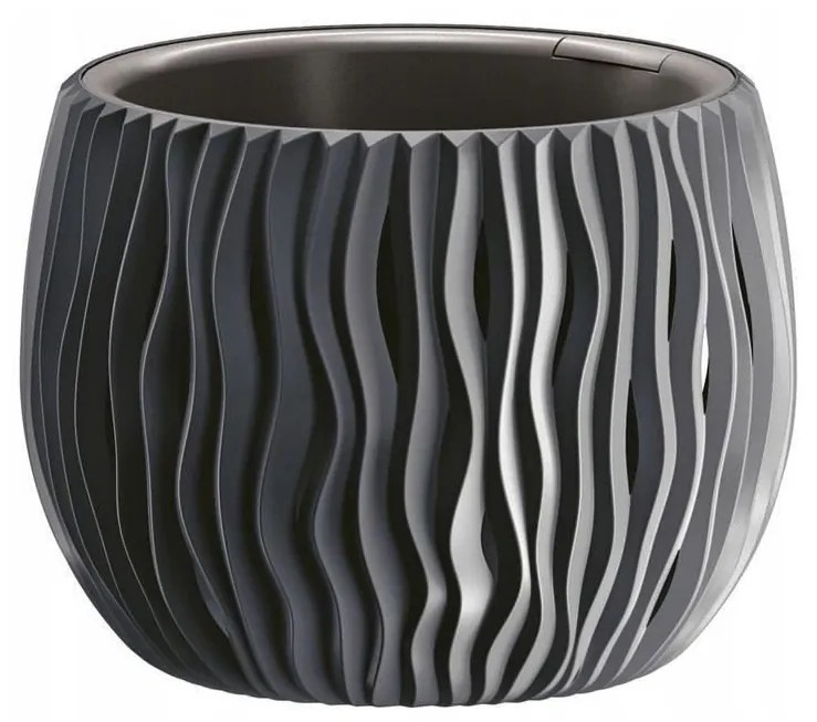 Ghiveci decorativ de flori, rotund, antracit, 1.4 L, 18x13.6 cm Sandy Bowl