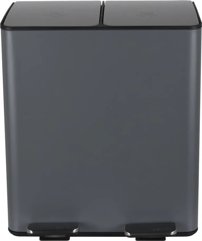 Coș de gunoi gri închis pentru reciclare/cu pedală 2x20 l din oțel Aliya – Spirella
