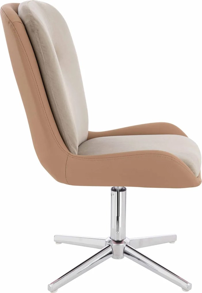 HR690CROSS Scaun Velvet&amp;soft Piele Pu Latte/Carmel Bază Cromata