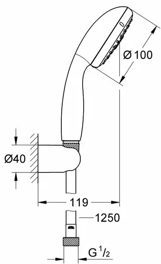 Set de dus Grohe Tempesta 100 cu porter crom lucios