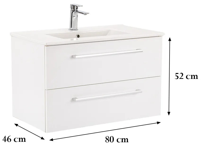 Dulap inferior Vario Clam 80 cu lavoar alb-alb