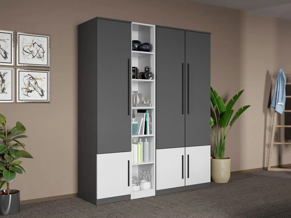 Set mobila dormitor 4 piese Gri/Alb Shape C04