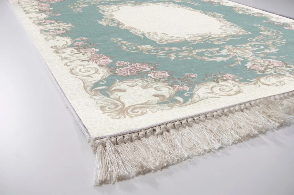 Set 3 Covoare Living / Dormitor, 7716MN, Poliester, Crem / Verde