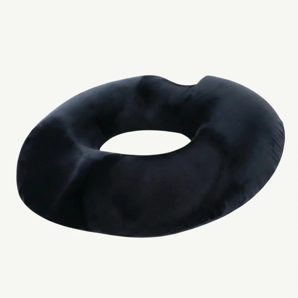Perna ortopedica sezut antihemoroizi tip colac, memory foam, Negru