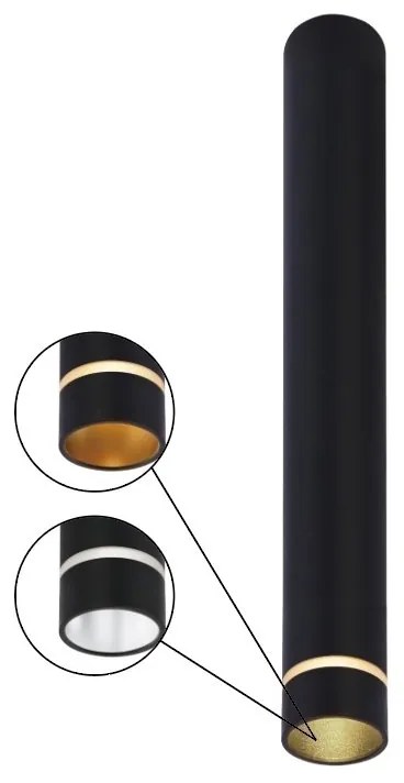 Spot aplicat tavan SPLIT negru L-30,2cm