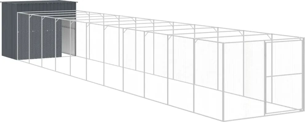vidaXL Cușcă câine cu țarc antracit 214x1273x181 cm oțel galvanizat