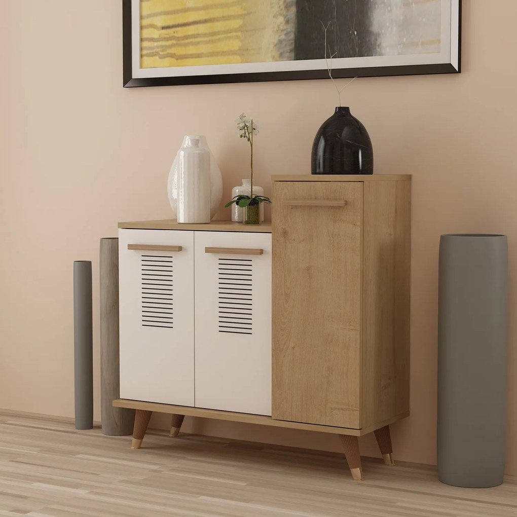 Comodă pentru pantofi Asimo - Sapphire Oak, White