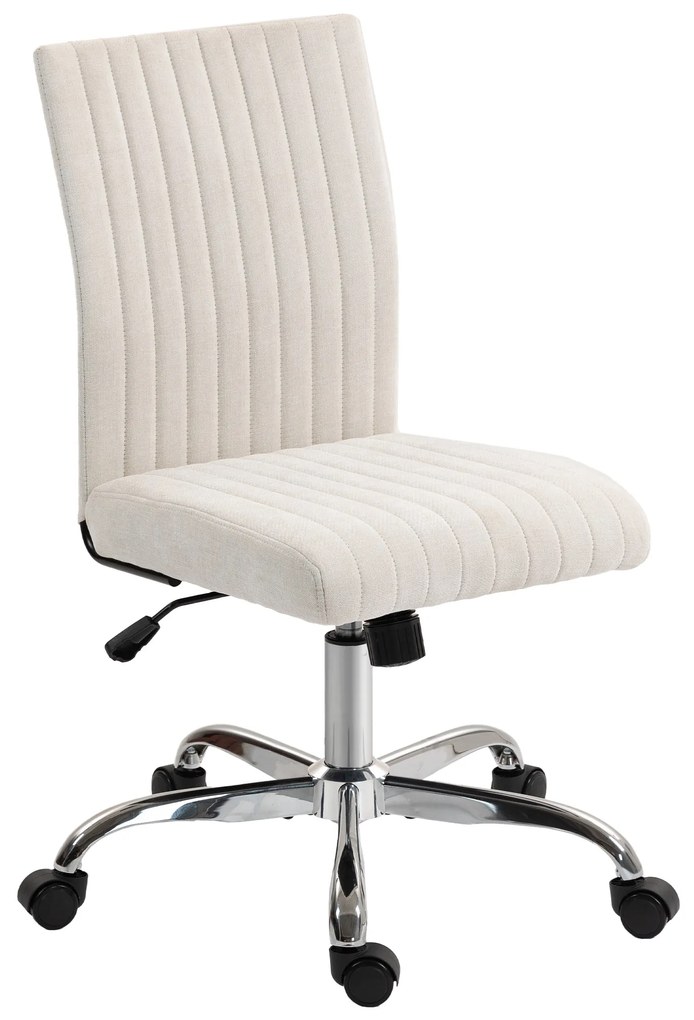 HOMCOM Scaun de birou fără accoudoirs, fauteuil de birou, înălțime reglabilă și pivotant 360°, 43 x 56 x 78-88 cm, crem | Aosom Romania