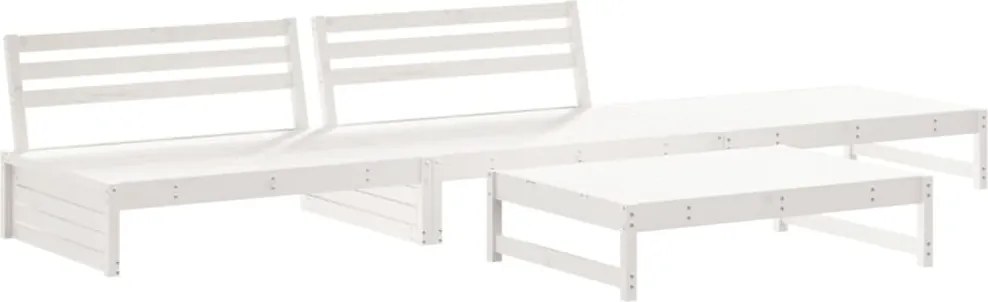 vidaXL Set mobilier relaxare de grădină, 4 piese, alb, lemn masiv pin