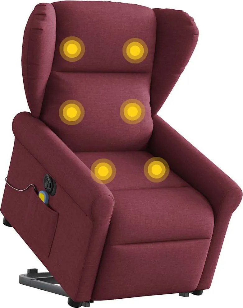 vidaXL Fotoliu de masaj electric rabatabil cu ridicare roșu vin textil