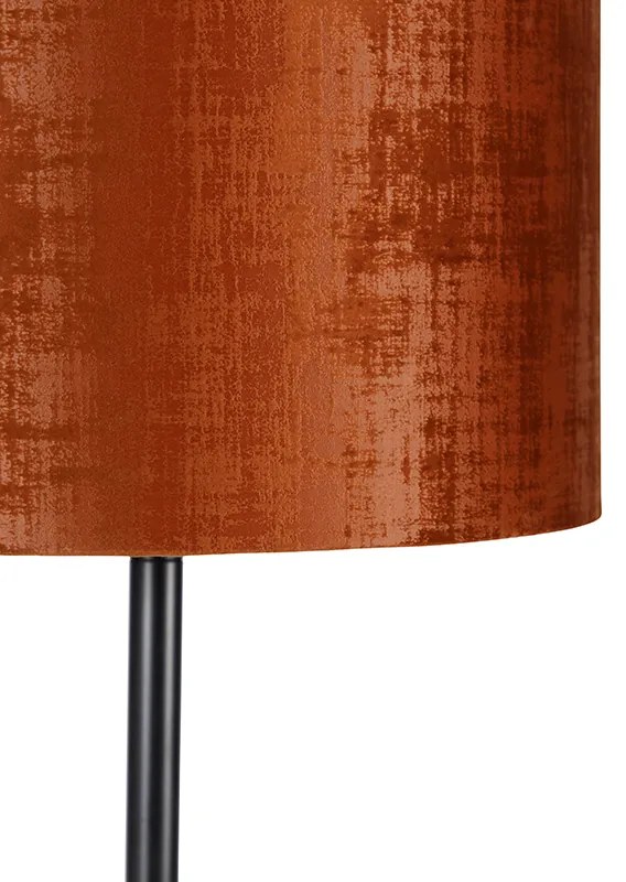 Lampă de podea cu abajur din catifea neagră portocaliu 40 cm - Simplo