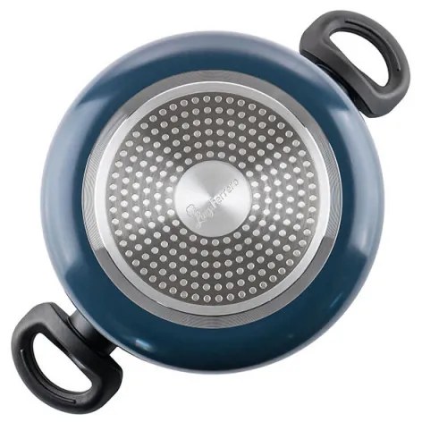 Oala cu capac din sticla Luigi Ferrero Prima FR-2245D, 22x13 cm, 4.5 l, Acoperire antiaderenta cu efect de marmura, Inductie, Albastru