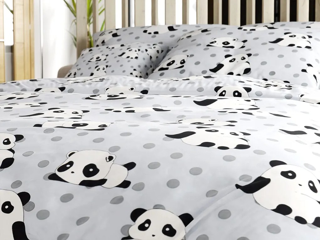 Lenjerie de pat din microfibra PANDA gri Dimensiune lenjerie de pat: 70 x 80 cm | 140 x 200 cm