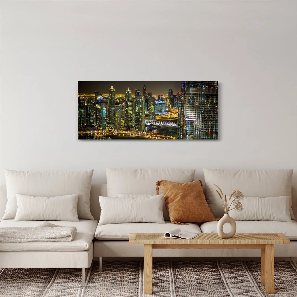 Tablou cu oraș nocturn (120x50 cm)