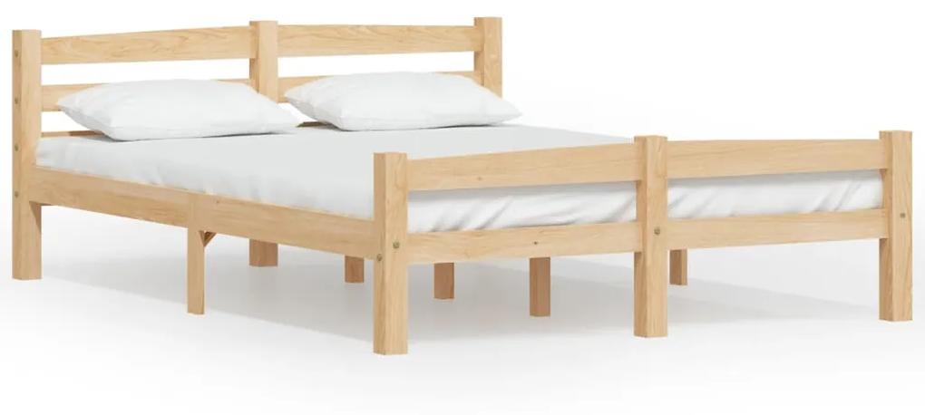 Cadru de pat, 120x200 cm, lemn masiv de pin Maro deschis, 120 x 200 cm