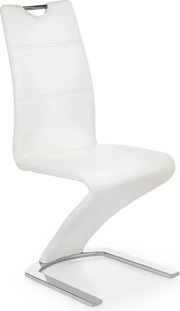 Scaun tapitat K188, alb/crom, piele ecologica/metal, 45X63X101 CM