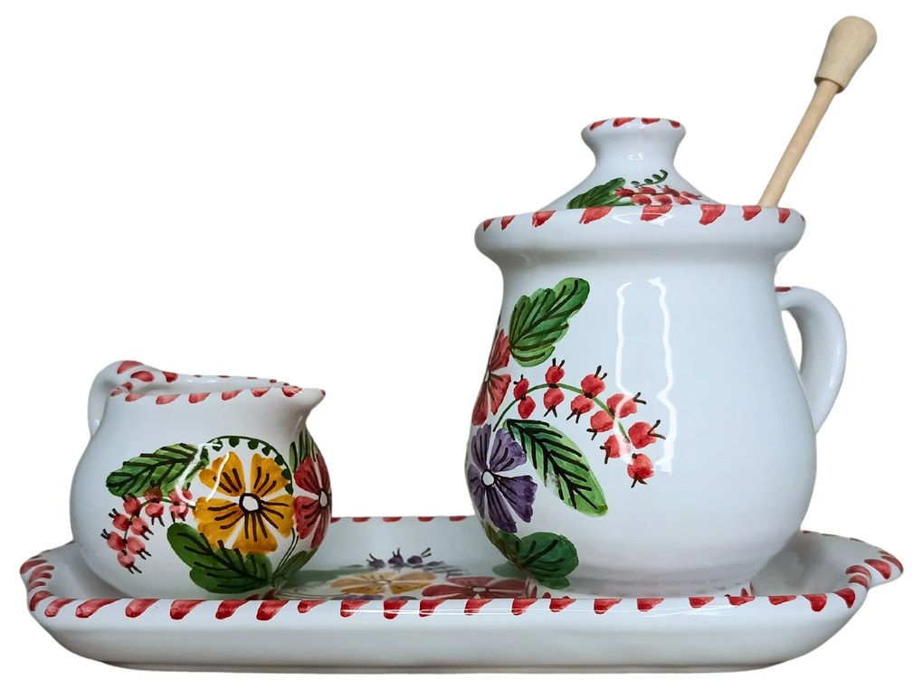 Set ceramică servit ceai/cafea model Flori de Câmp