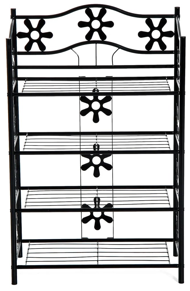 HOMCOM Raft pentru pantofi, raft pentru plante, suport flori, etajeră, suport, 4 niveluri, metal, 59,5 x 30 x 92 cm, Negru | Aosom Romania