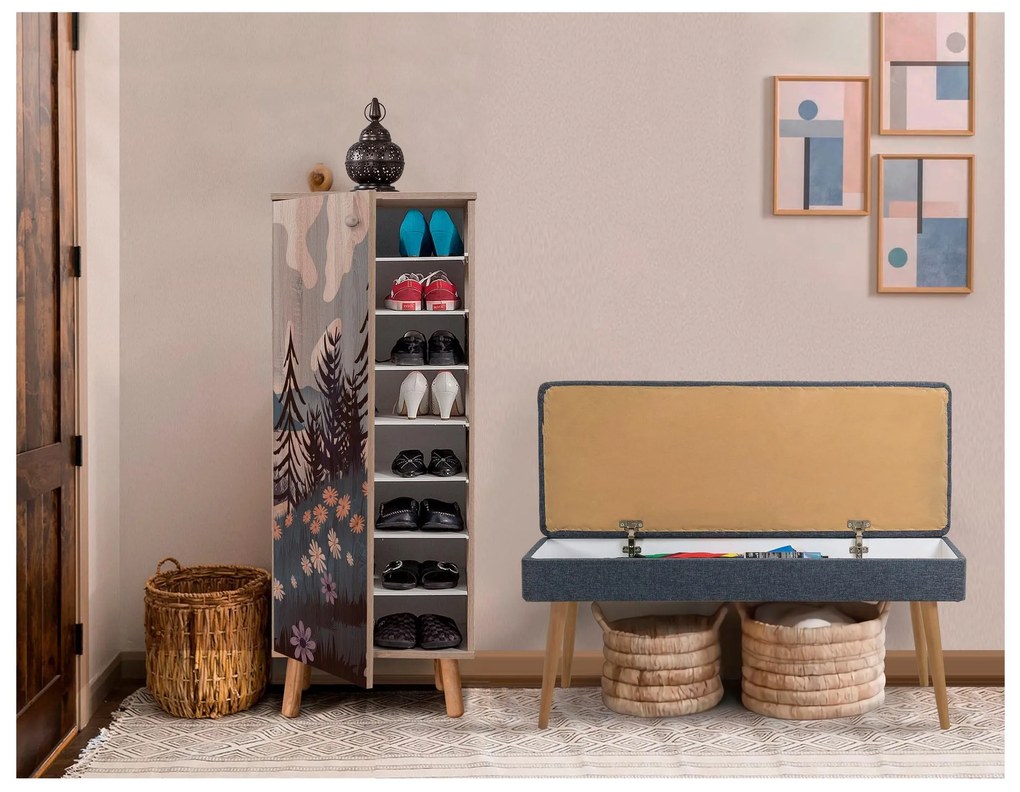 Mobilier Hol Beside 35 (stejar sonoma + albastru închis) . 1094000
