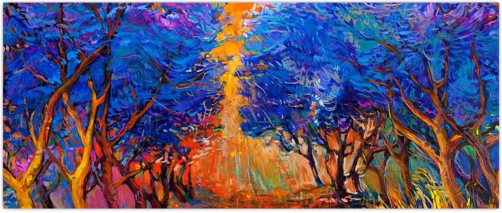 Tablou - Coroane de copac de toamnă, impresionism modern (120x50 cm)