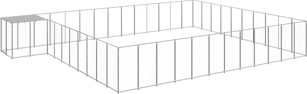 vidaXL Padoc pentru câini, argintiu, 37,51 m², oțel