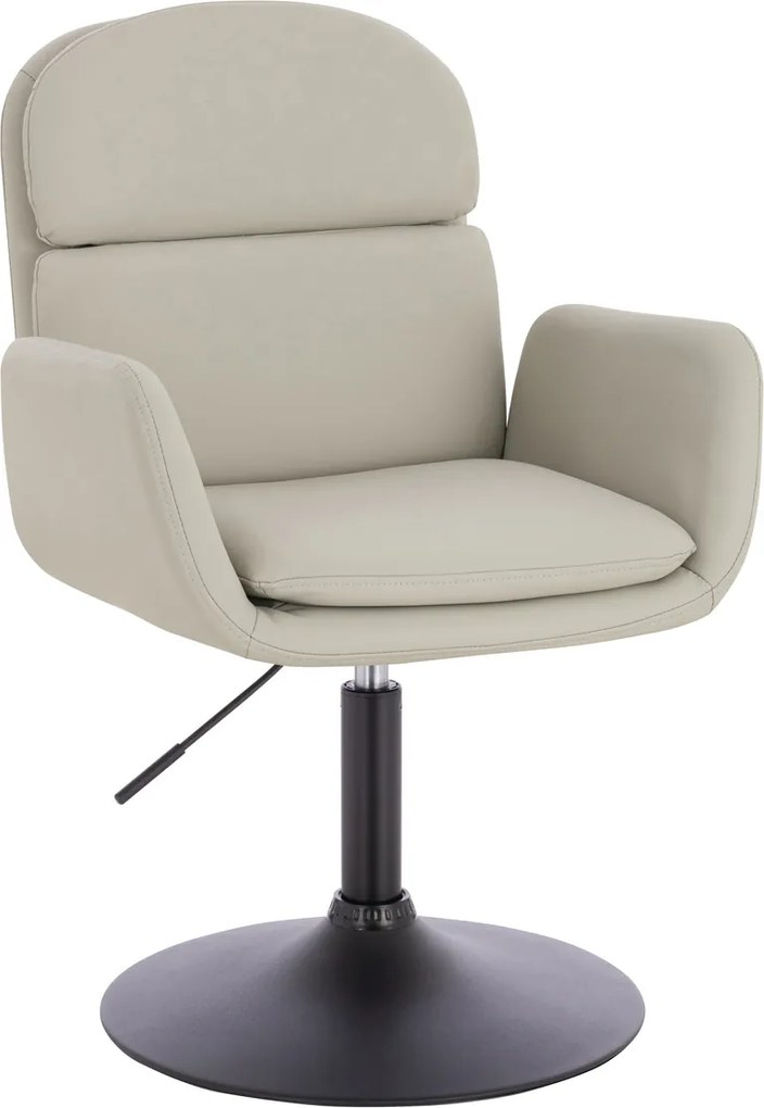 HR480N Scaun Ecru Piele Ecologica Premium Soft cu Bază Neagră