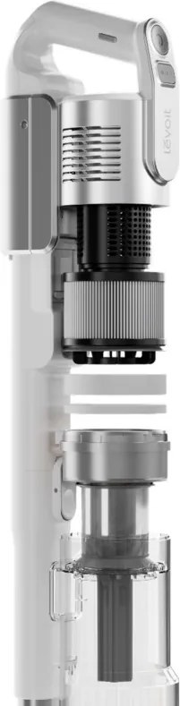 Aspirator vertical Levoit VortexIQ LSV-V221-VEU, 210 W, 0,85 l, 50 min, 3 trepte de putere, Lumina verde la peria NeoSight™, Filtru HEPA cu 5 trepte, Cap rotativ la 180°, Alb/Argintiu