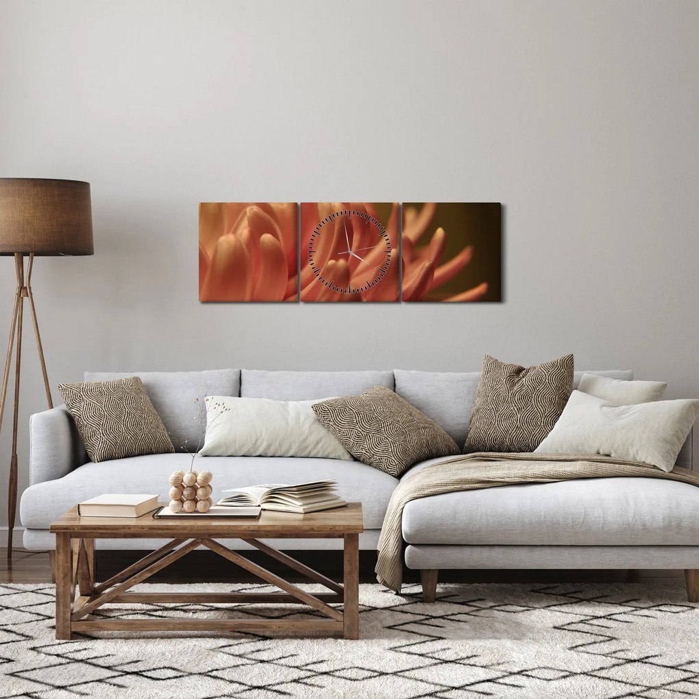 Tablou cu detailu florii (cu ceas) (90x30 cm)