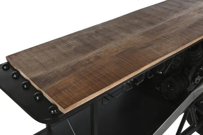 Consolă tip bar din metal și lemn, negru, "Airplane"