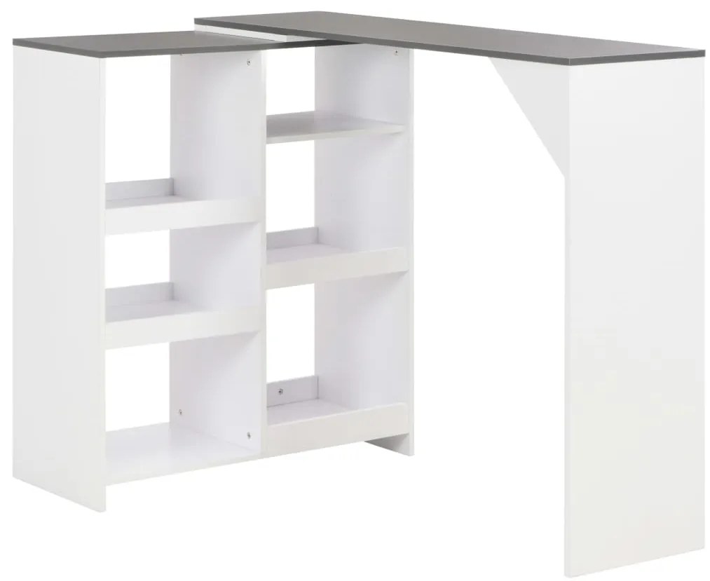 vidaXL Masă de bar cu raft mobil, alb, 138x39x110 cm