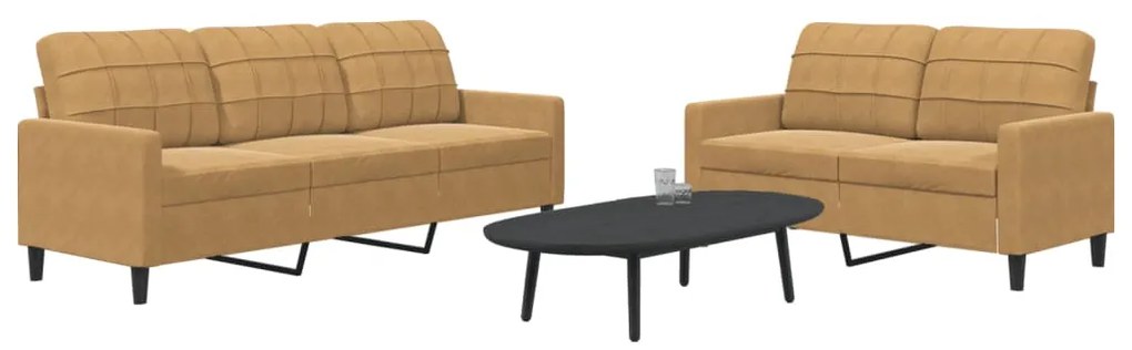 vidaXL Set de canapele cu perne, 2 piese, maro, catifea