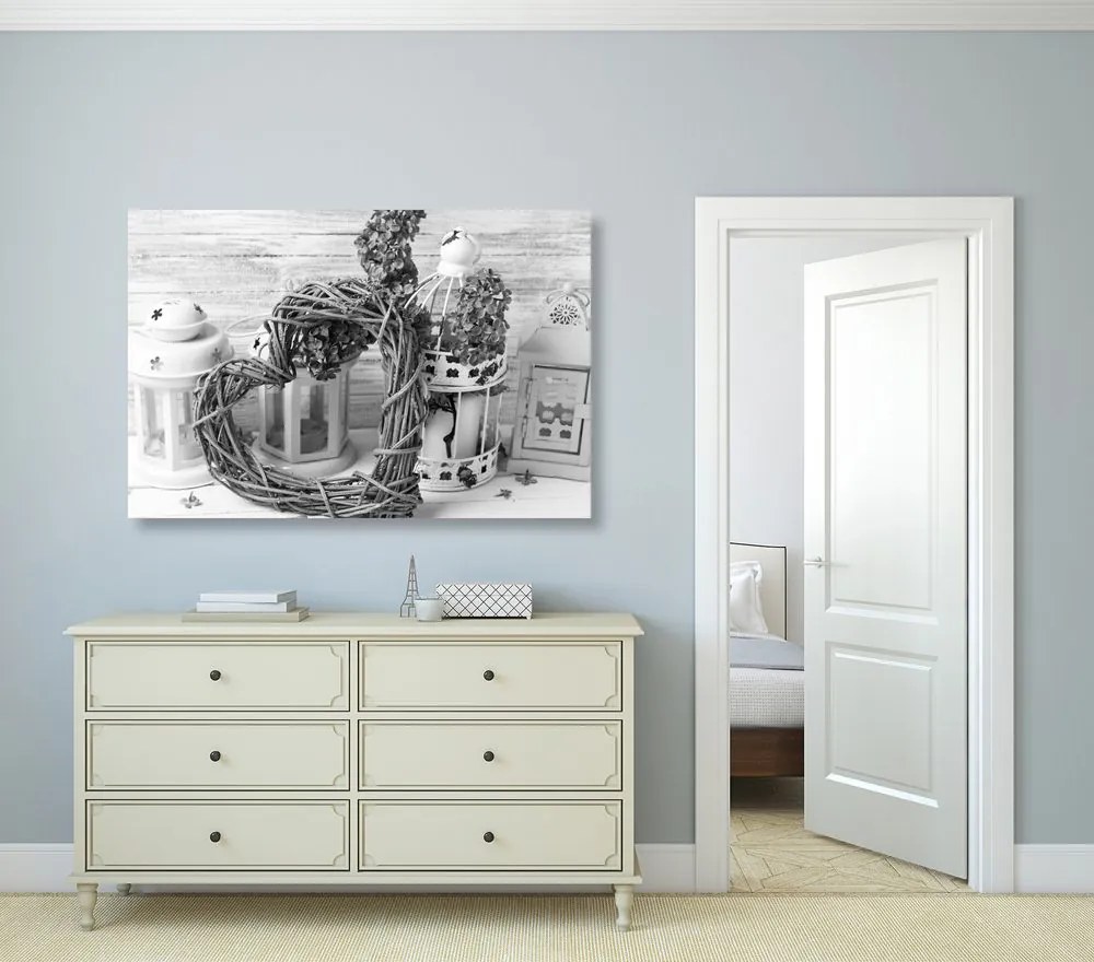 Tablou cu o atingere vintage în design alb-negru