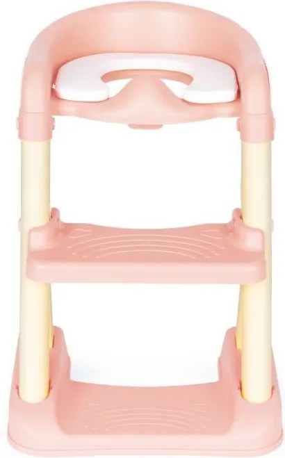 Scaun de toaletă cu trepte și scară roz